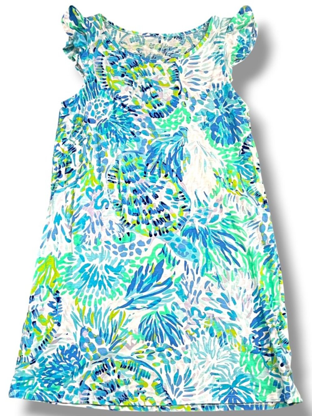 Lilly Pulitzer Ella Dress Shell Of A Party Girls Flutter Sleeve Size L 8-10